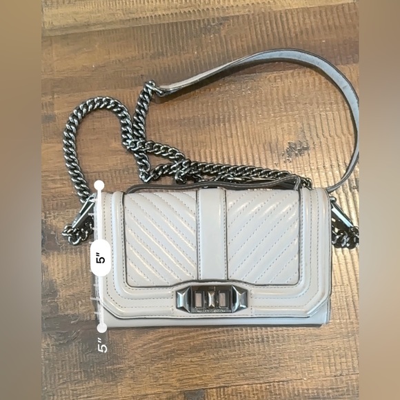 Rebecca Minkoff Small Love Leather Chevron Crossbody Bag | Grey - Picture 8 of 15